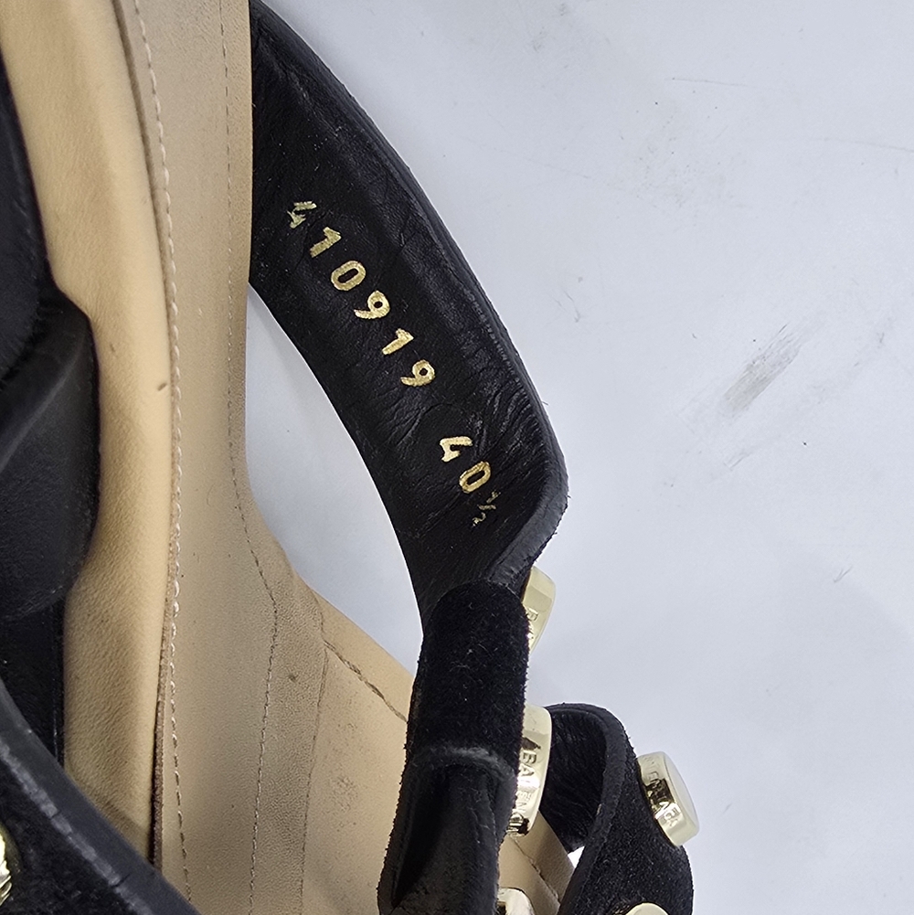 Balenciaga Leather Studded Accent T-Strap Sandals - Picture 9 of 16